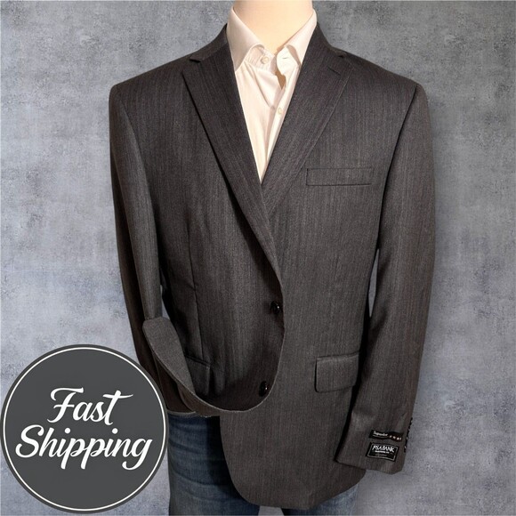 JOS A BANK Regular fit Mens Blazer 44R Sport Coat 2-Button Jacket Gray Wool Suit - Picture 1 of 11